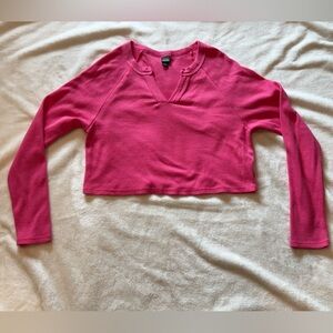 Wild Fable Size Small Hot Pink Long Sleeve Cropped Top. Thermal textured fabric